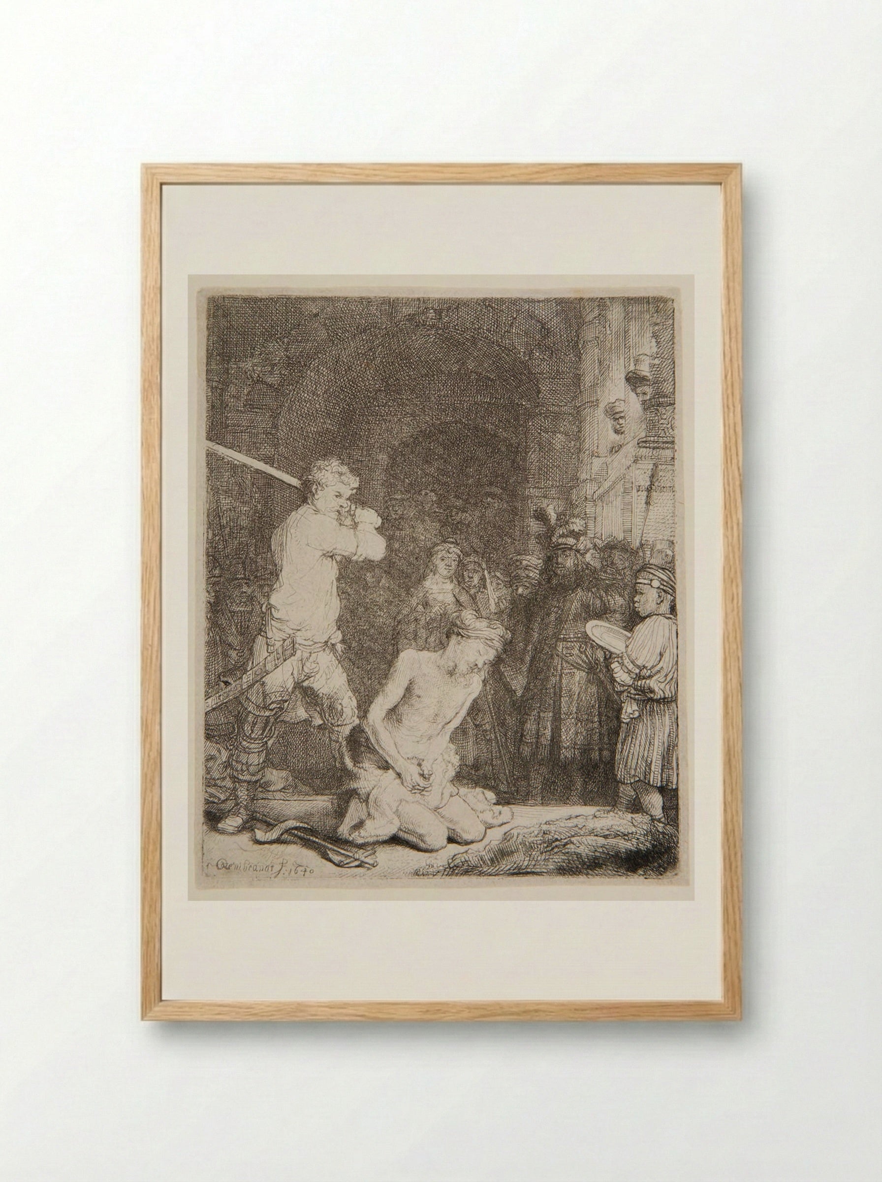 The Beheading of John the Baptist - Rembrandt Harmensz. van Rijn - Framed Print Wood