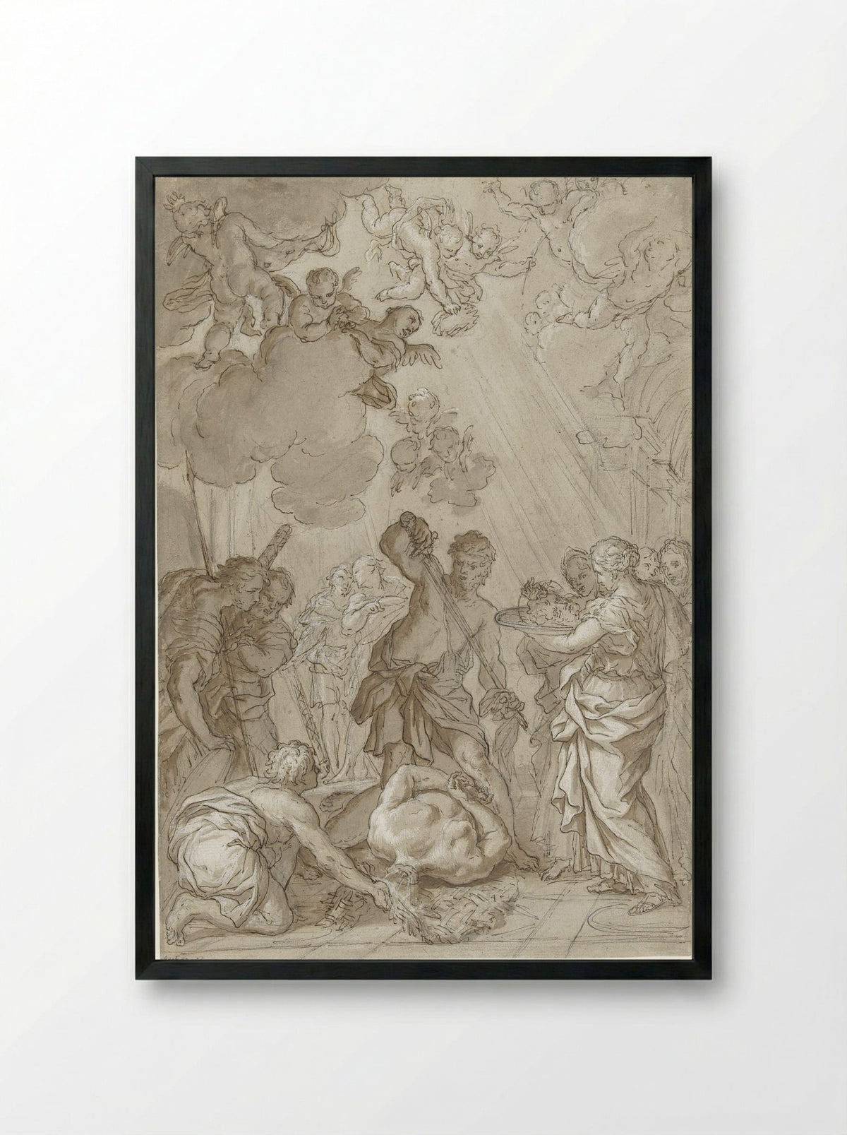 The Beheading of Saint John the Baptist - Giuseppe Nicola Nasini - Framed Print Black