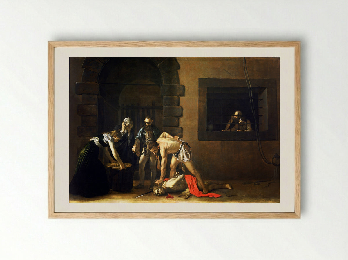The Beheading of Saint John the Baptist - Caravaggio - Framed Print Wood