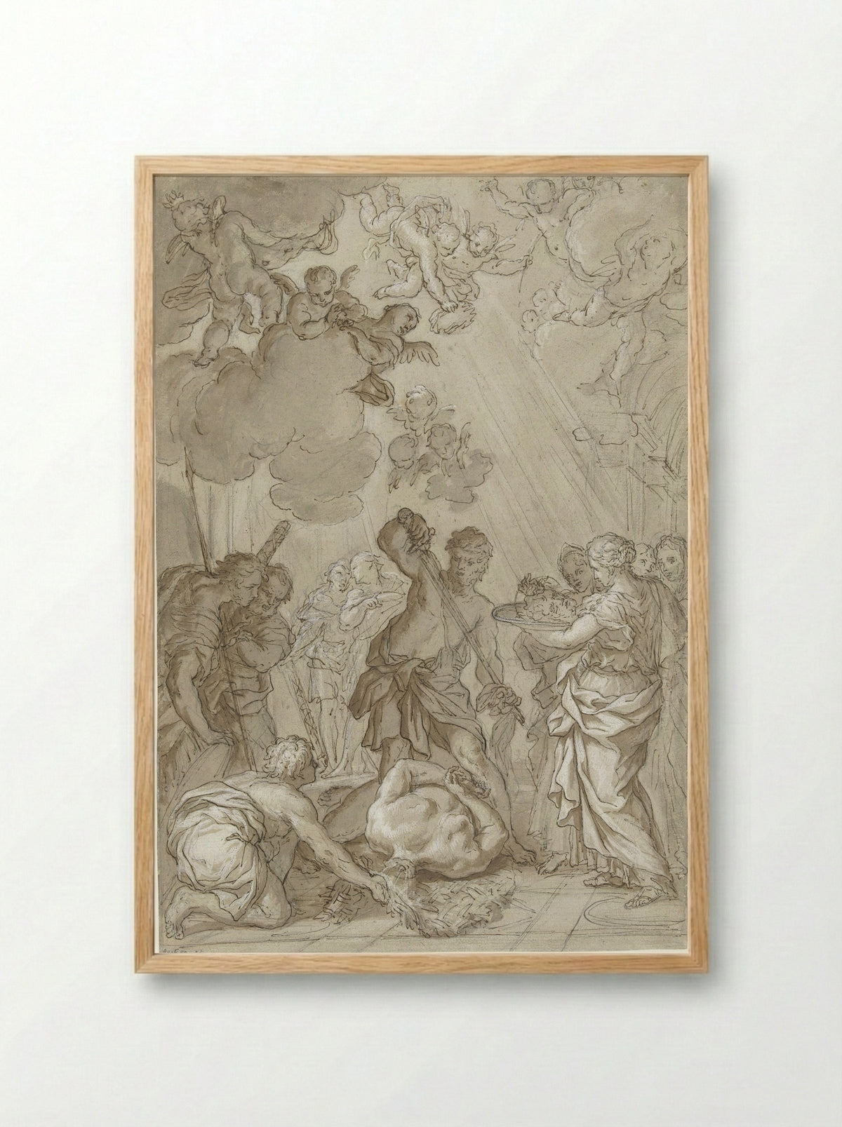 The Beheading of Saint John the Baptist - Giuseppe Nicola Nasini - Framed Print Wood