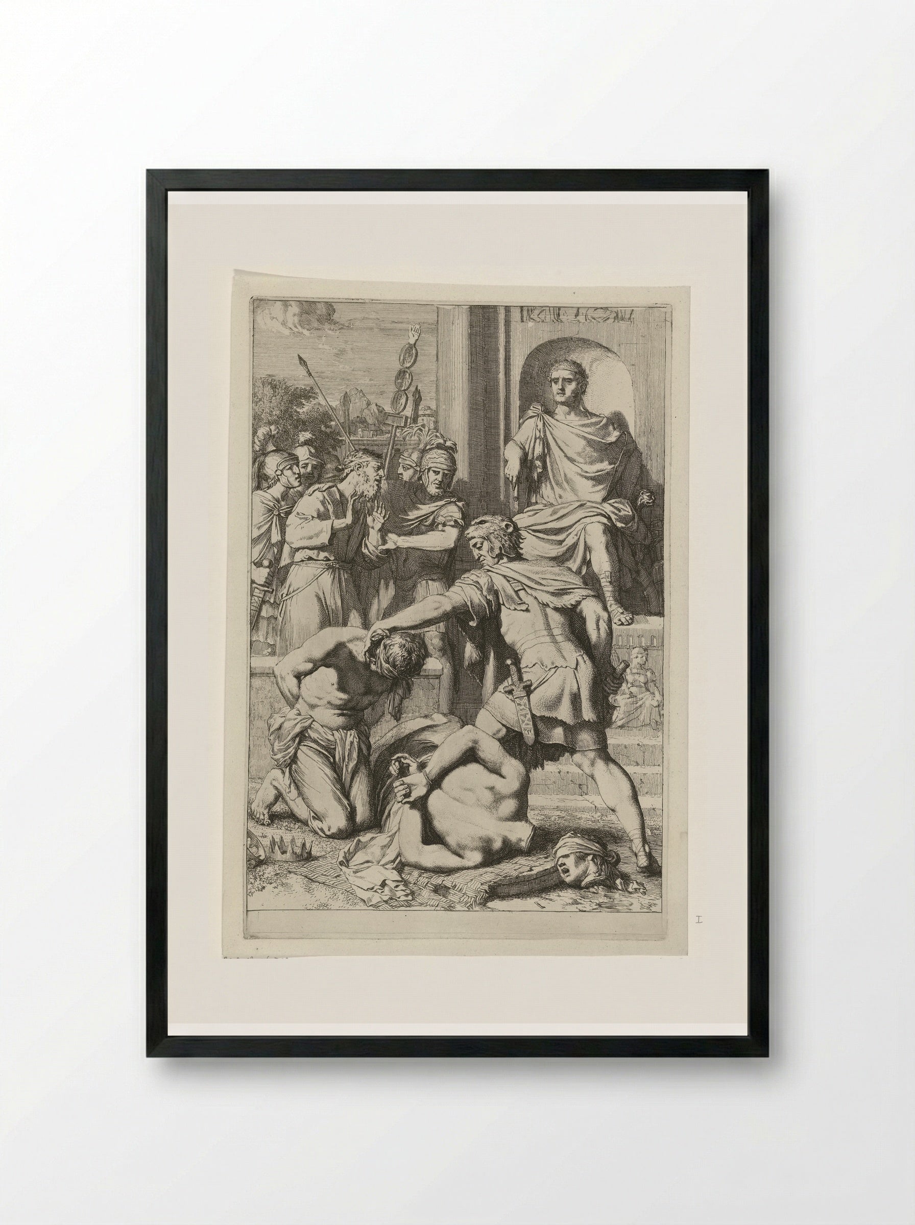 The Beheading of Two Kings by Order of a Roman Emperor - Gerard de Lairesse - Framed Print Black