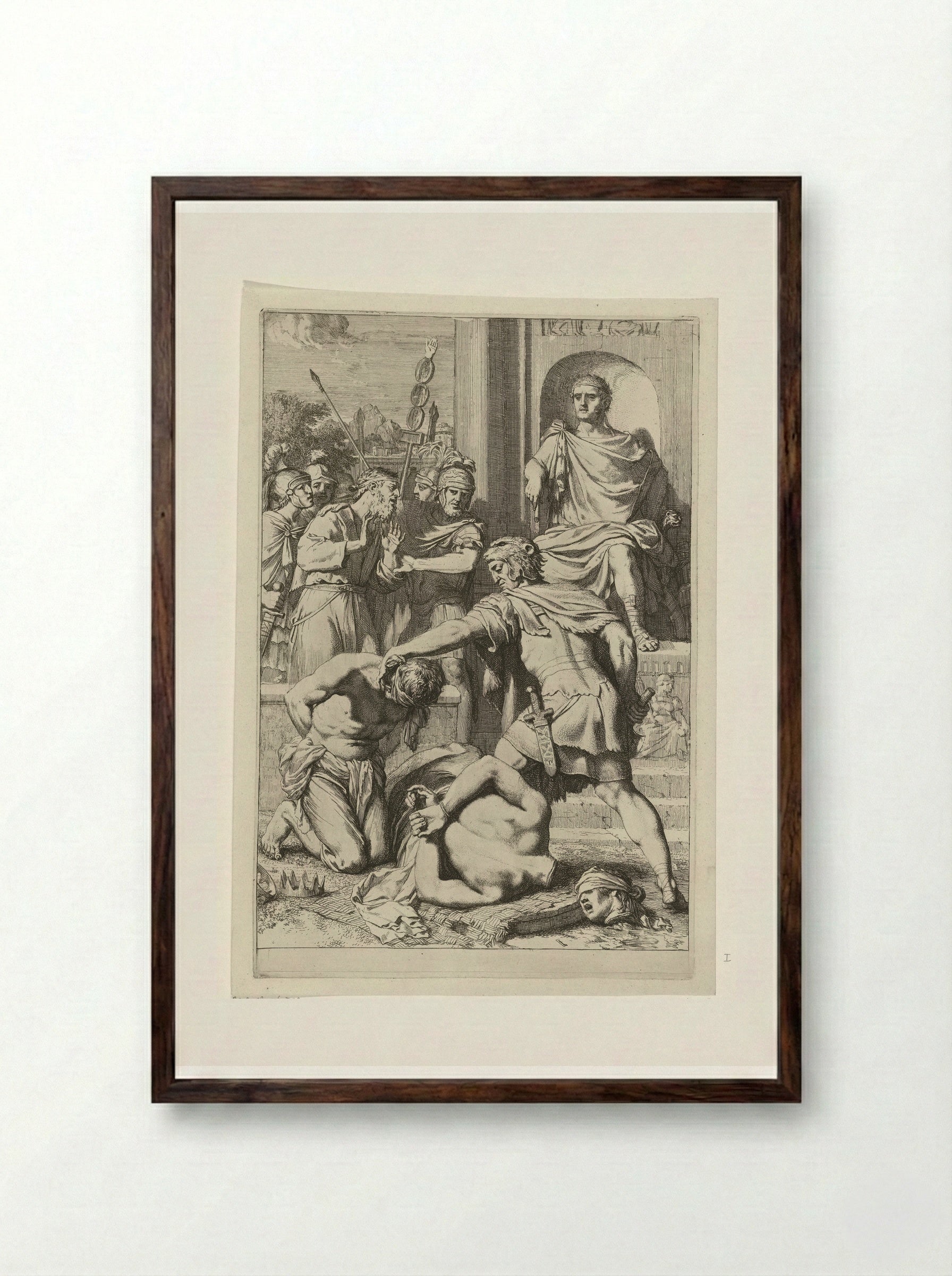 The Beheading of Two Kings by Order of a Roman Emperor - Gerard de Lairesse - Framed Print Dark Wood