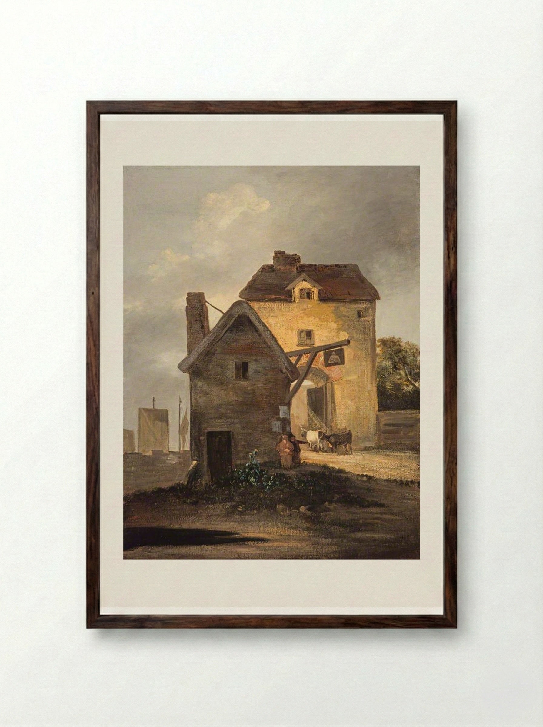 The Bell Inn - John Crome - Framed Print Dark Wood