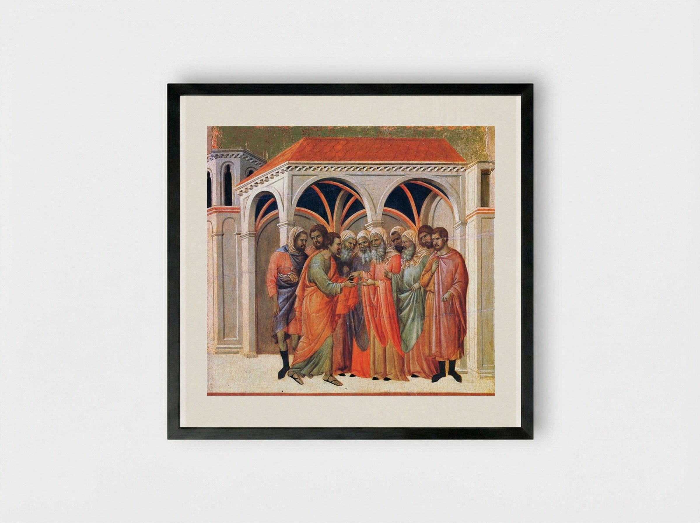 The Betrayal of Judas - Duccio di Buoninsegna - Framed Print Black