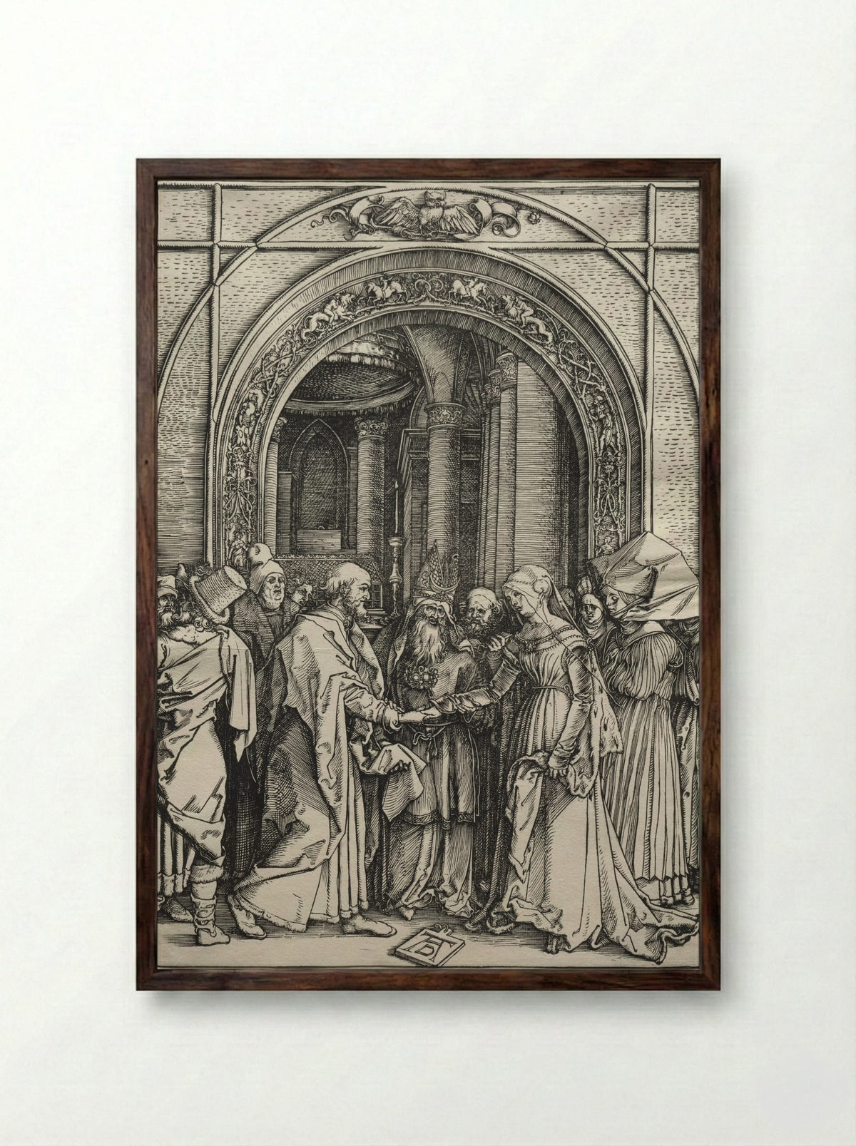 The Betrothal of the Virgin - Albrecht Dürer - Framed Print Dark Wood