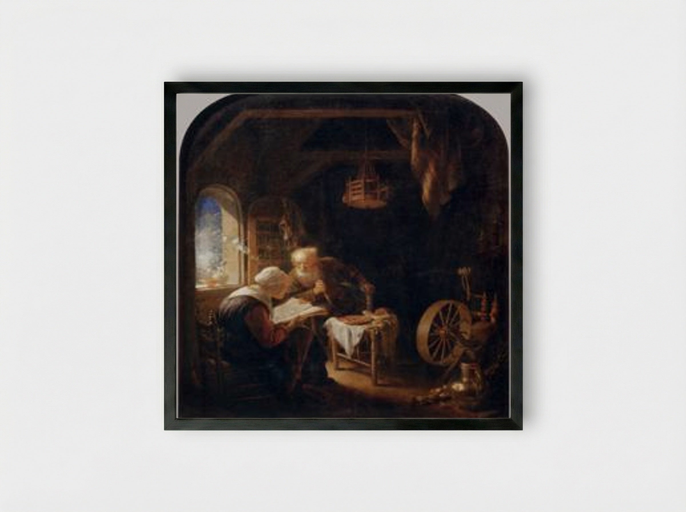 The Bible Lesson, or Anne and Tobias - Gerrit Dou - Framed Print Black
