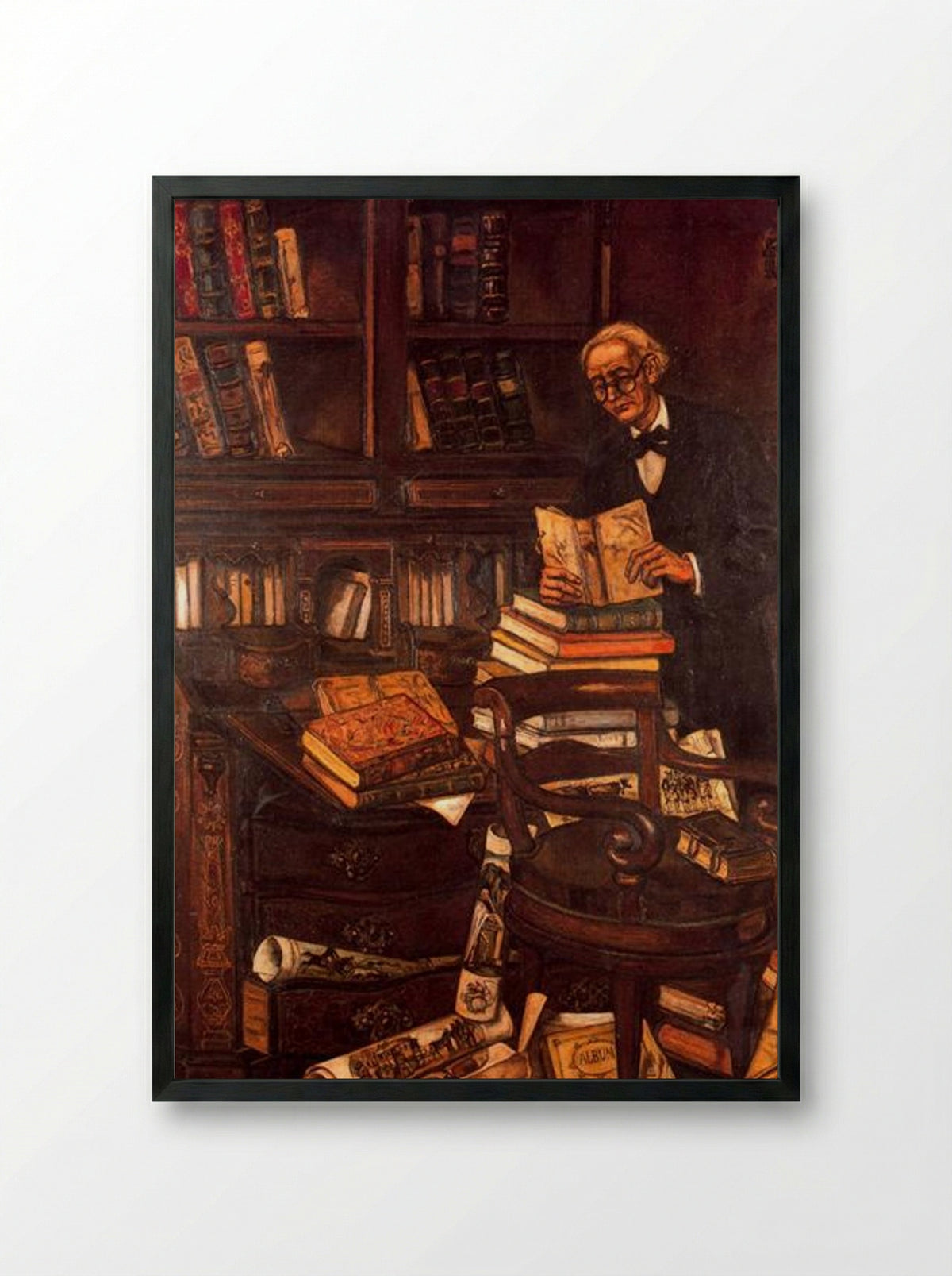 The Bibliophile - José Gutiérrez Solana - Framed Print Black