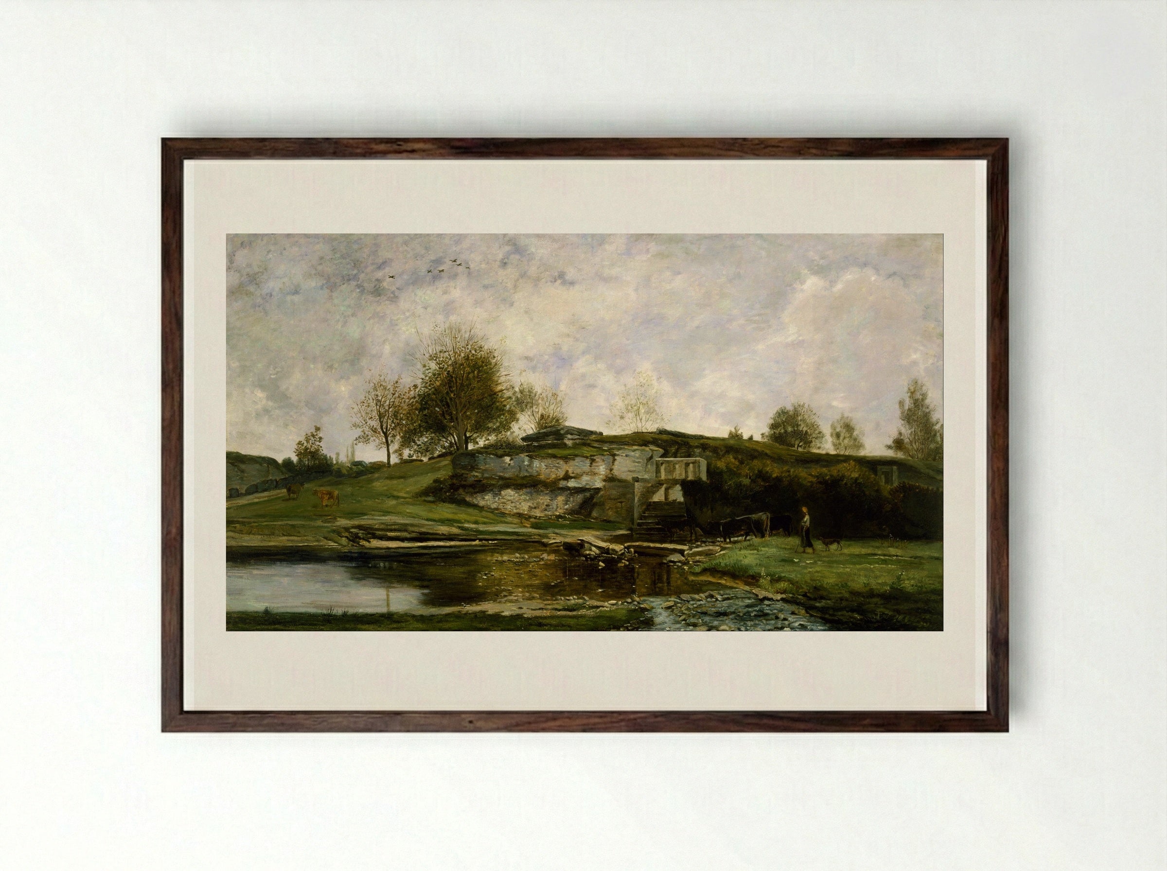 The Big Valley of the Optevoz - Charles-François Daubigny - Framed Print Dark Wood