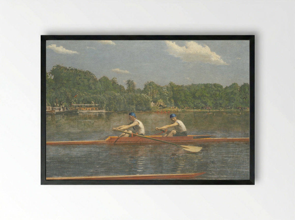 The Biglin Brothers Racing - Thomas Eakins - Framed Print Black