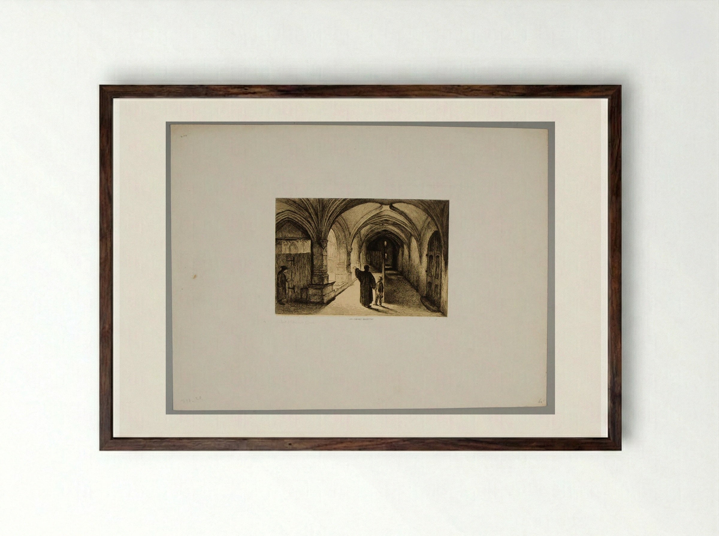 The Billed Carmelites - Léopold Flameng - Framed Print Dark Wood