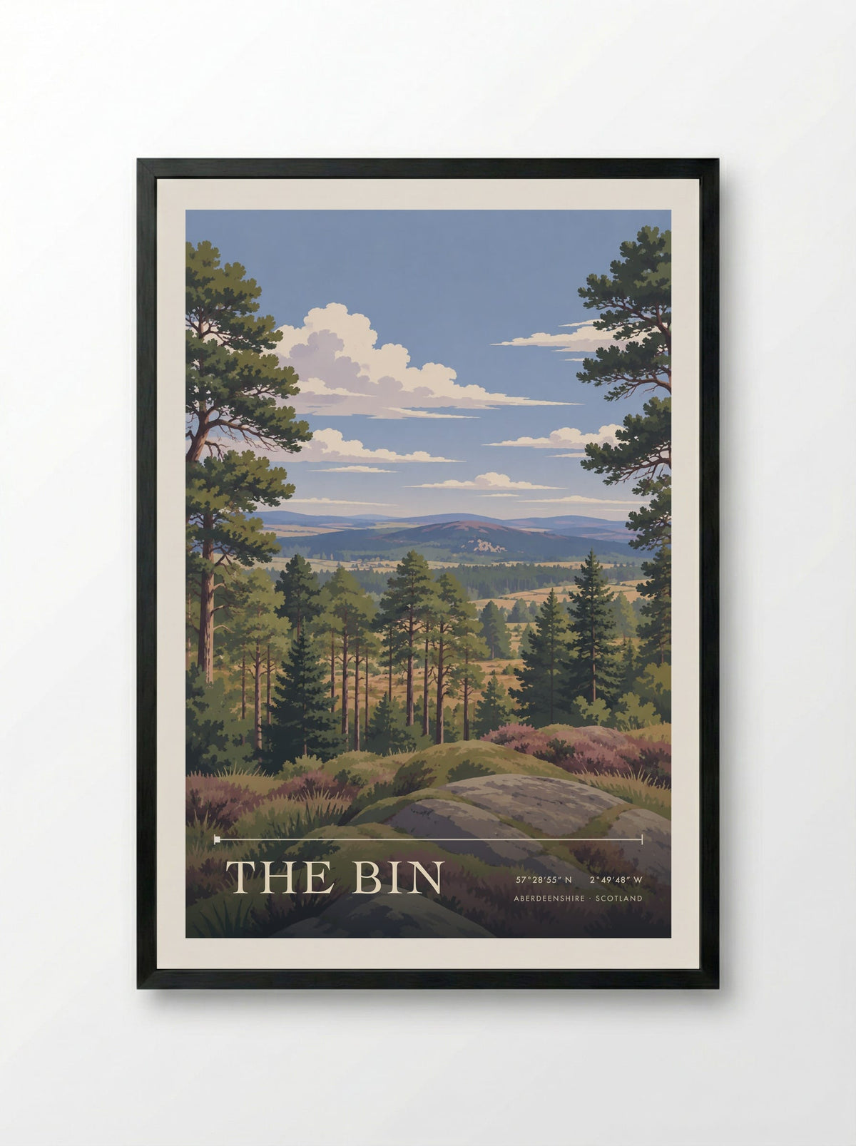 The Bin, Aberdeenshire | Travel Poster - Framed Print Black