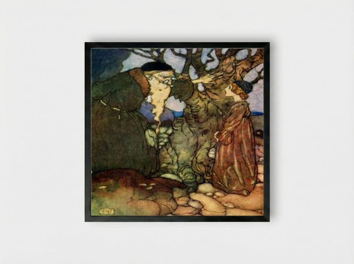 The Bird of Shadow and the Sunbird - Florence Harrison - Framed Print Black