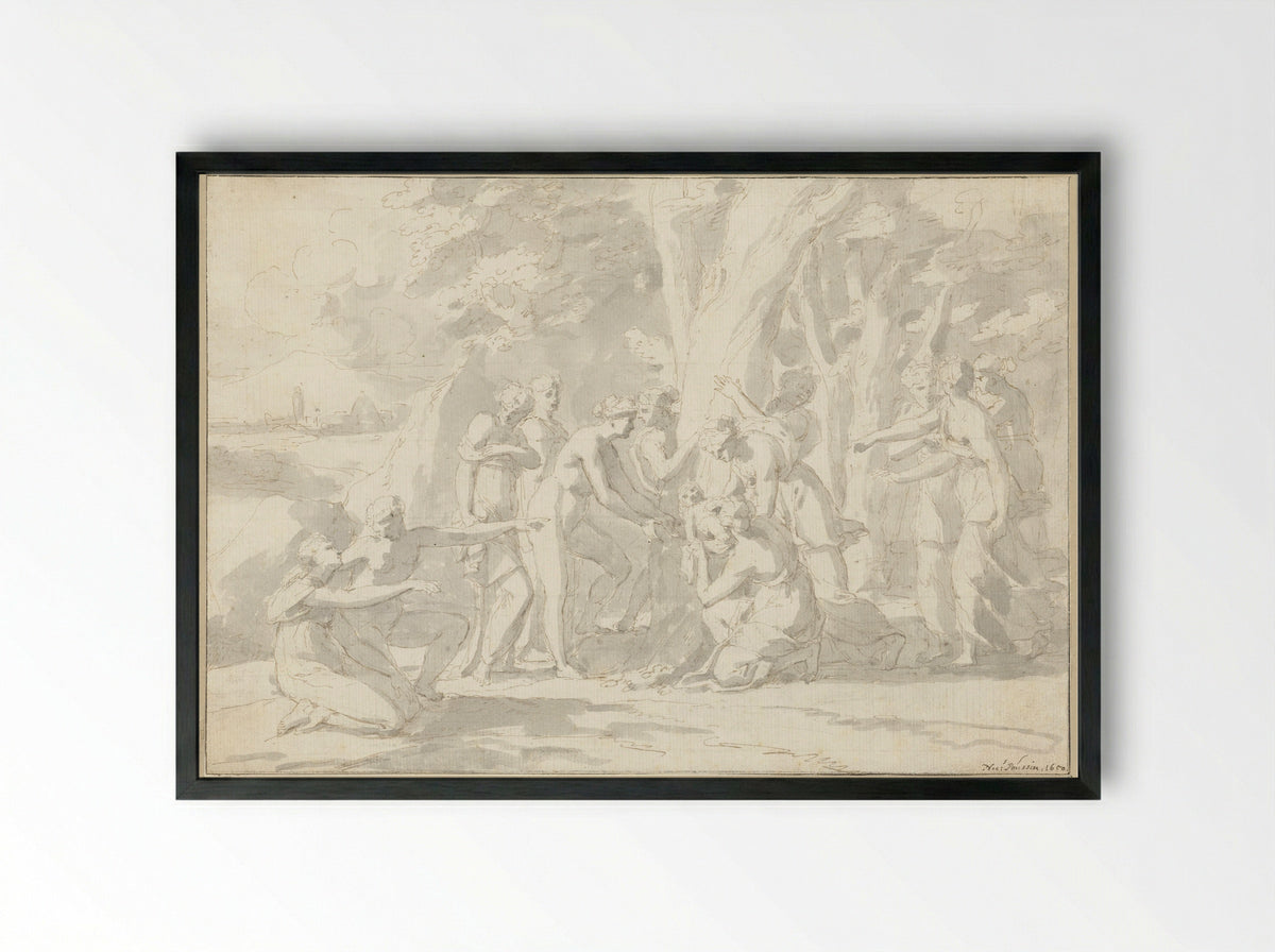 The Birth of Adonis from the Myrrh Tree - Nicolas Poussin - Framed Print Black