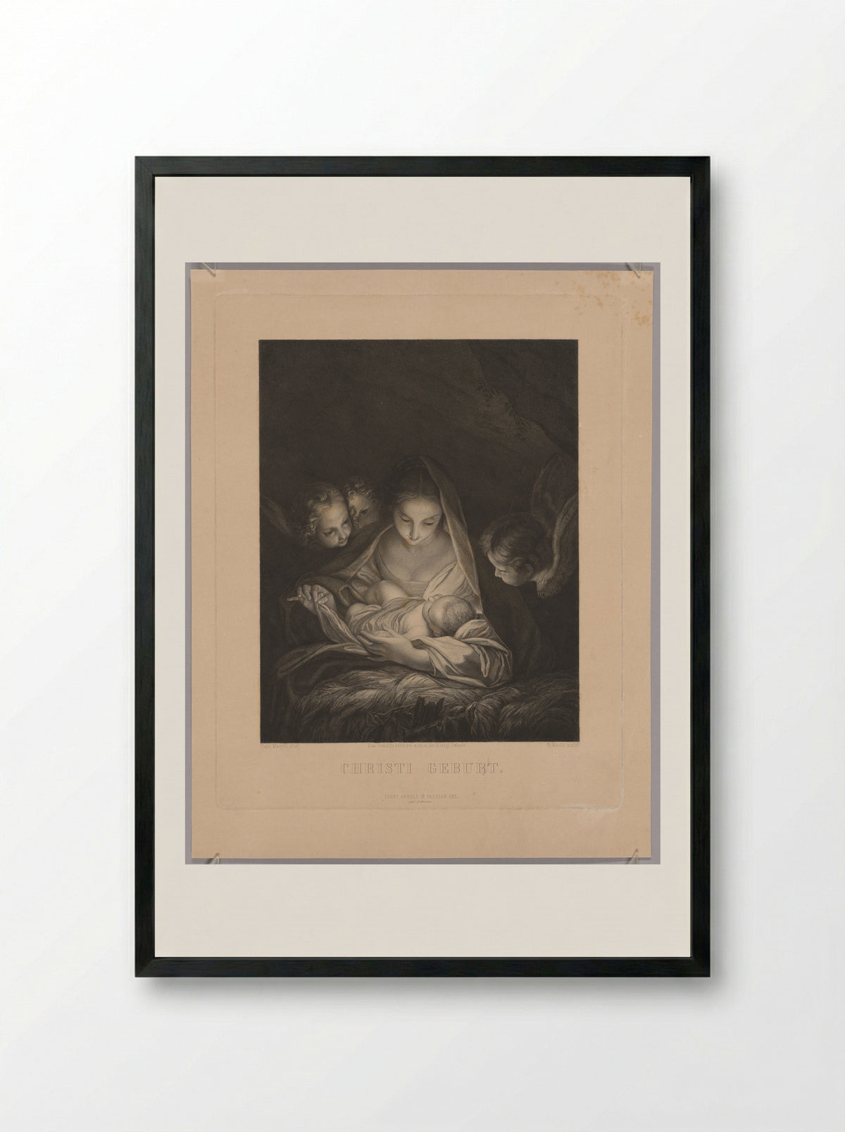 The Birth of Christ - Johann Heinrich Friedrich Ludwig Knolle - Framed Print Black