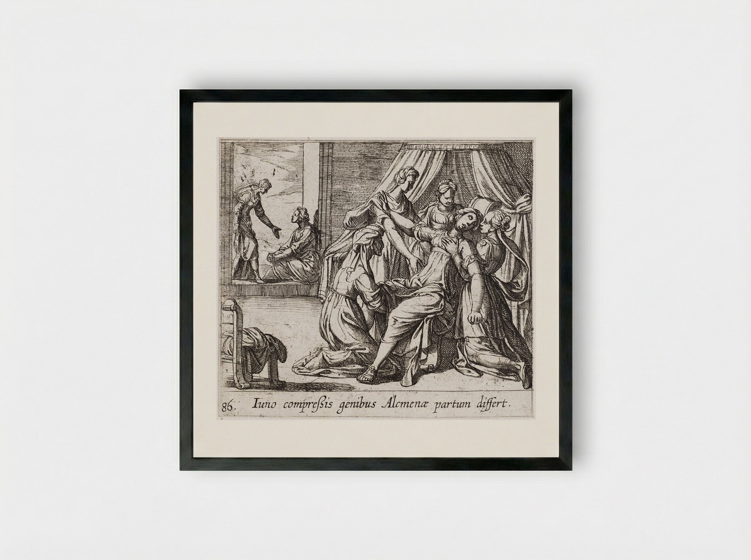 The Birth of Hercules - Antonio Tempesta - Framed Print Black