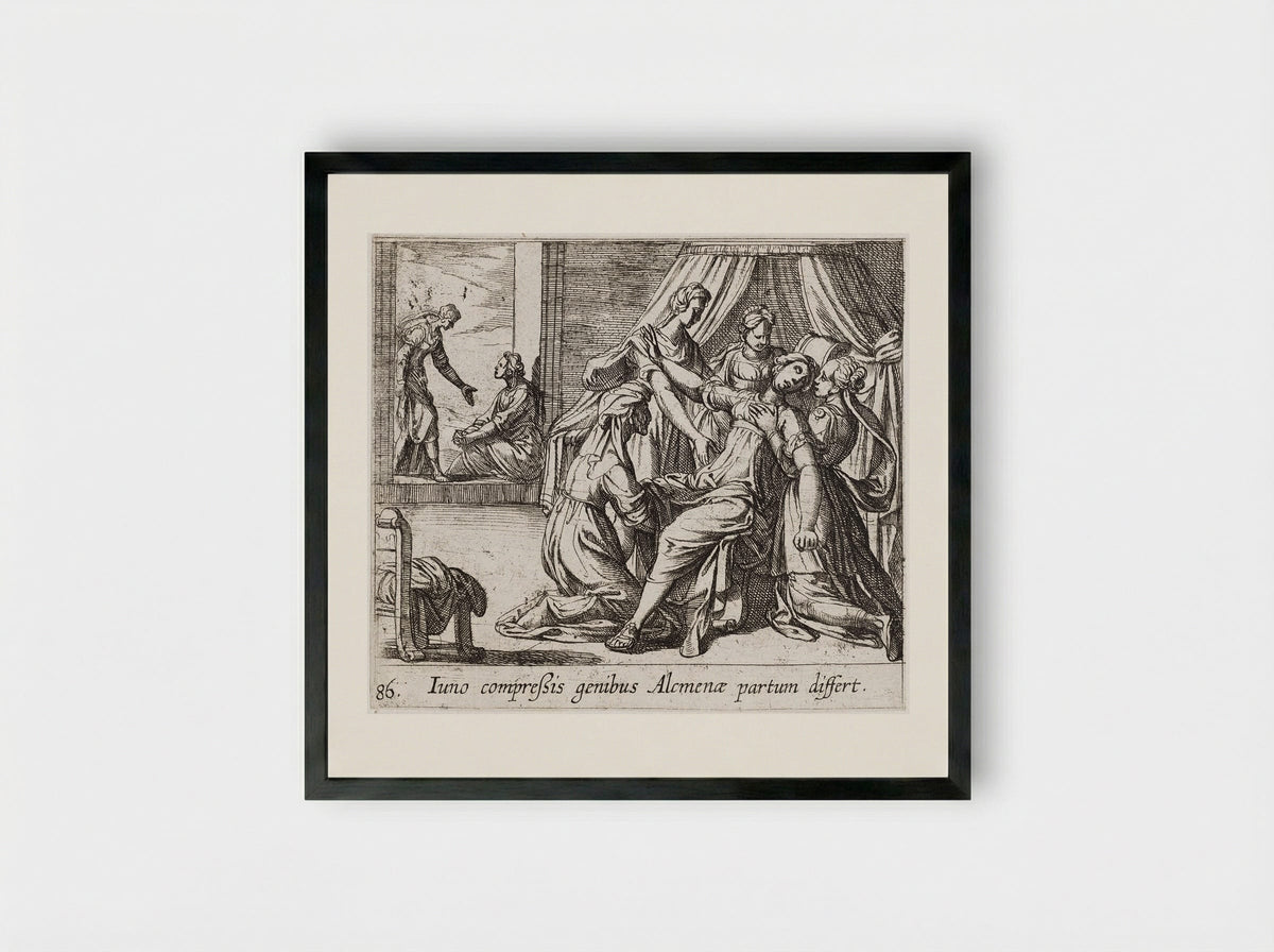 The Birth of Hercules - Antonio Tempesta - Framed Print Black