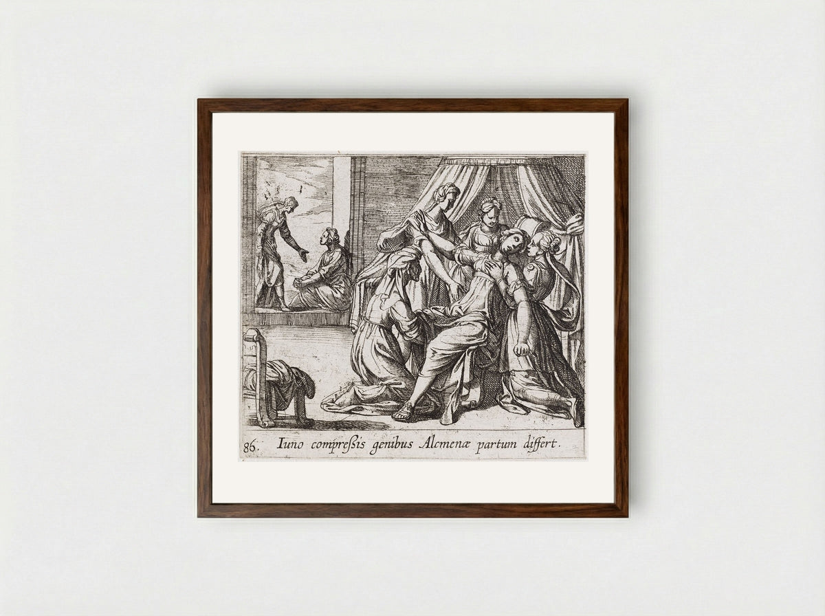 The Birth of Hercules - Antonio Tempesta - Framed Print Dark Wood