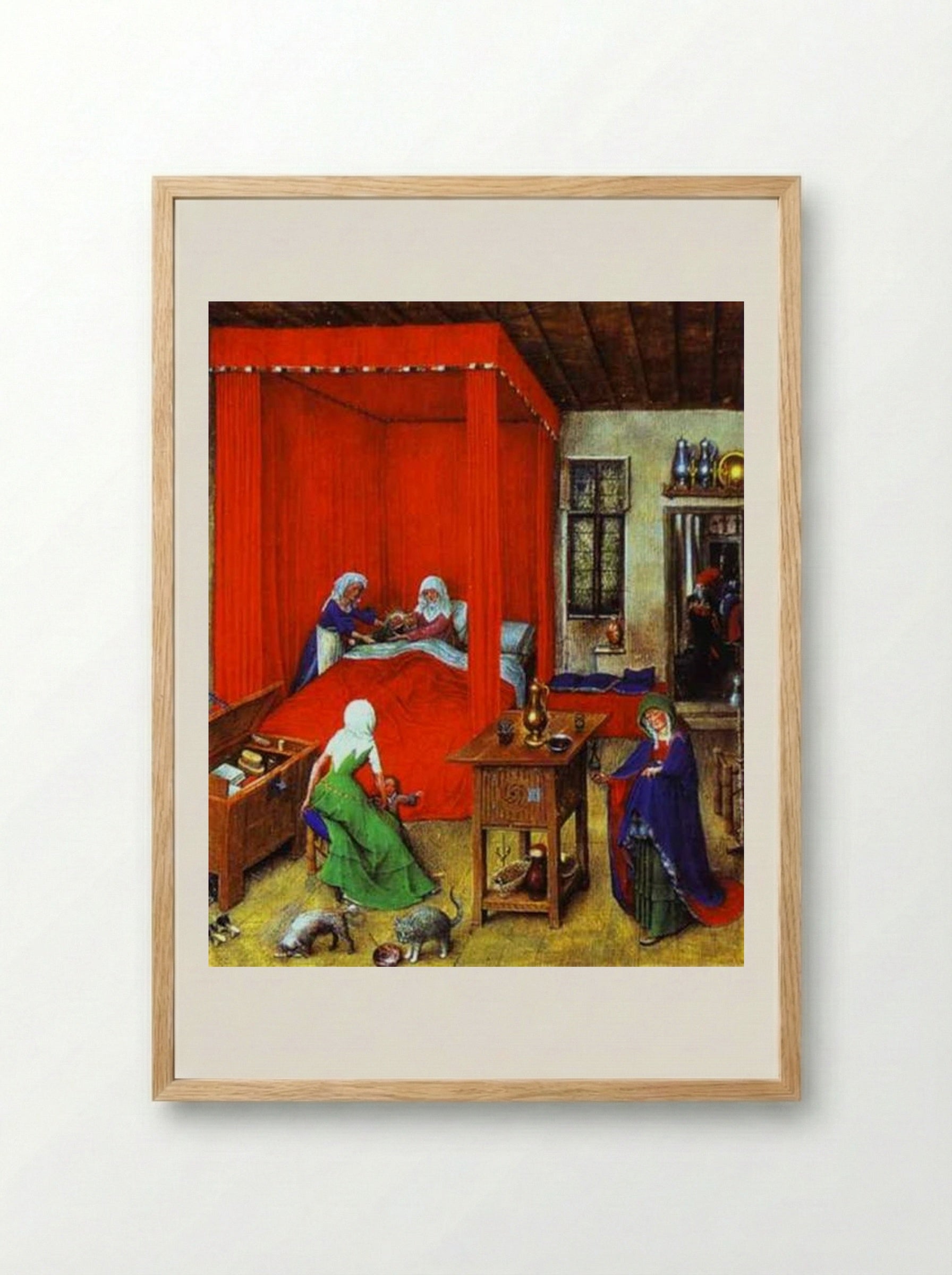 The Birth of John the Baptist - Jan van Eyck - Framed Print Wood
