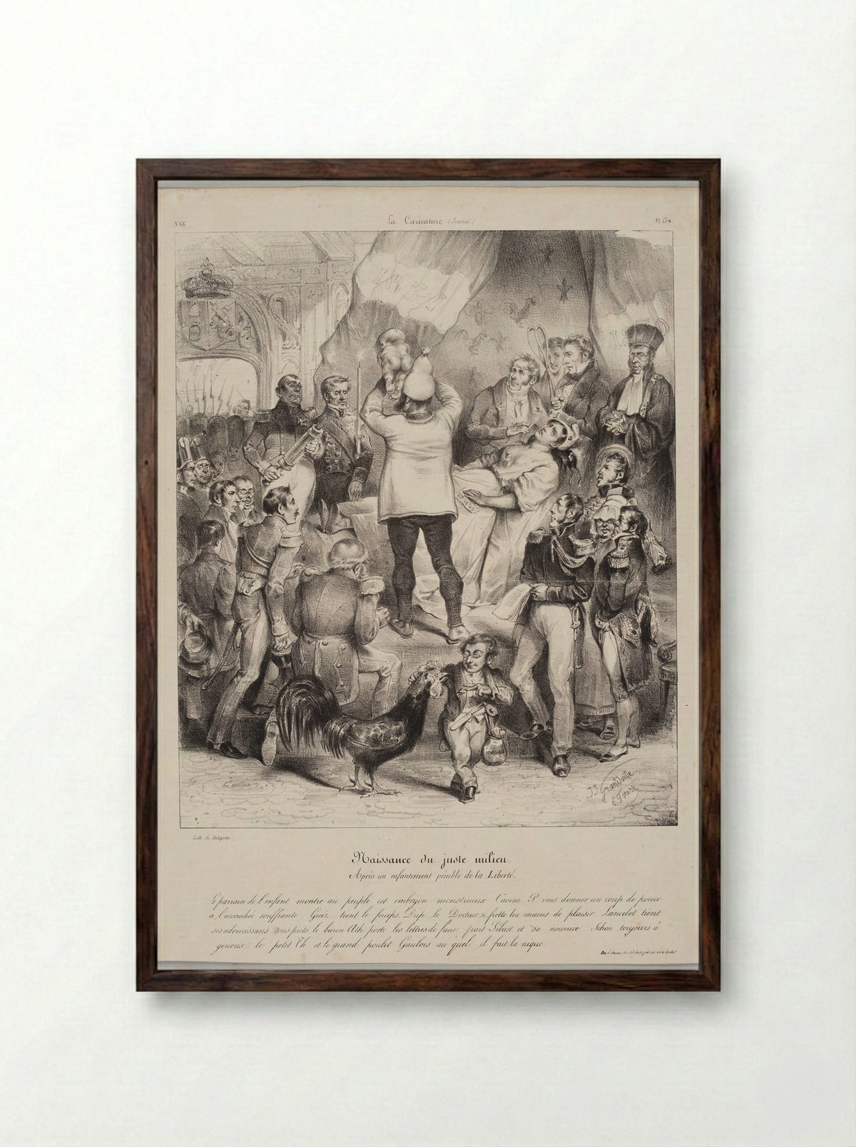 The Birth of the Juste Milieu - Eugène Hippolyte Forest - Framed Print Dark Wood