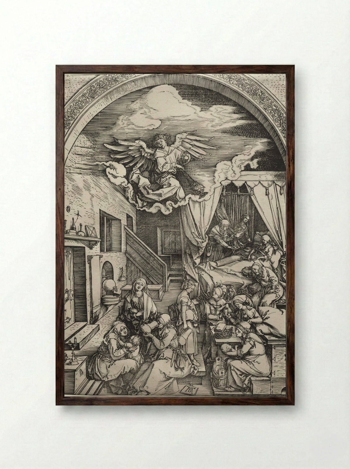 The Birth of the Virgin - Albrecht Dürer - Framed Print Dark Wood
