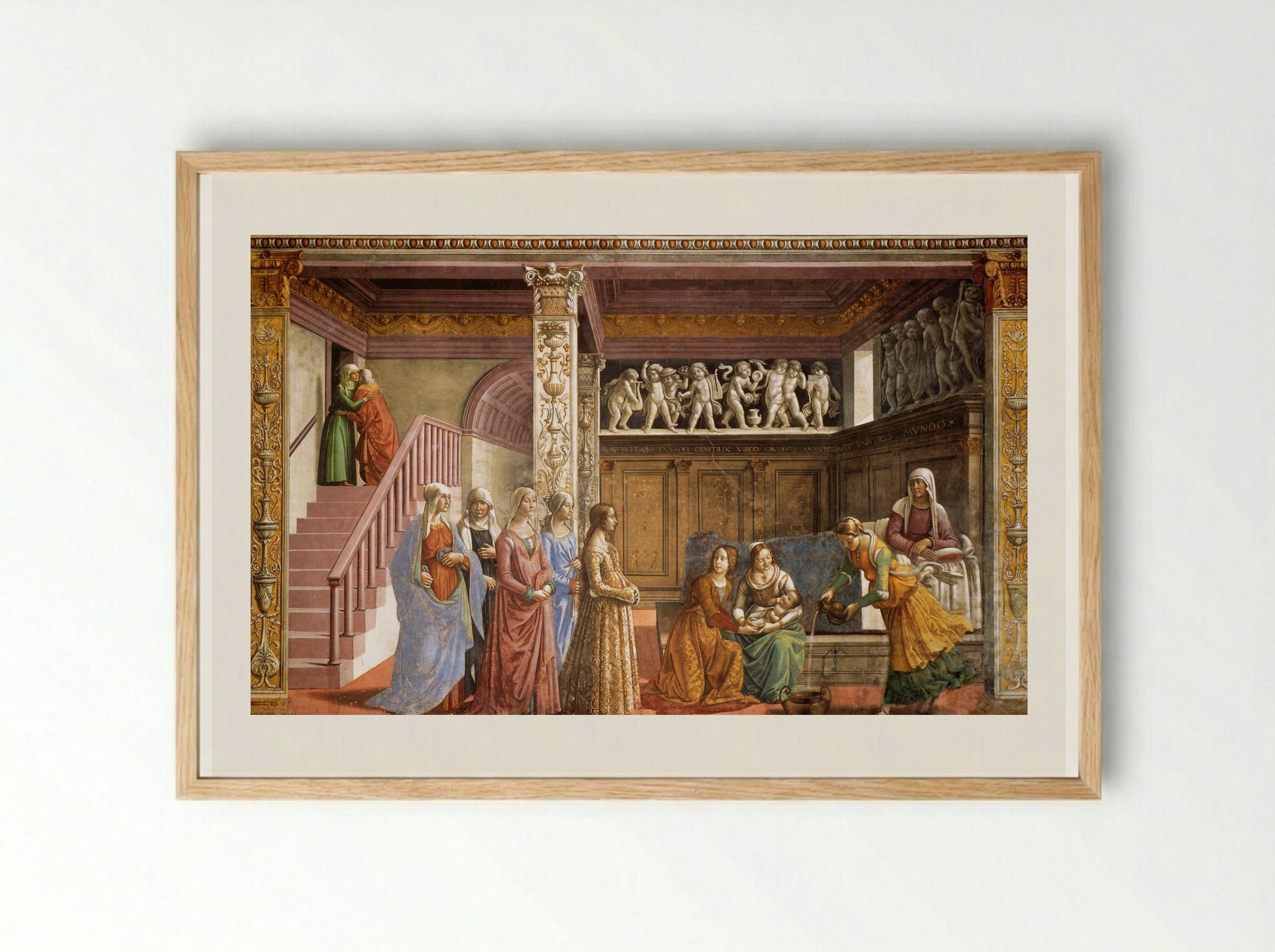 The Birth of the Virgin - Domenico Ghirlandaio - Framed Print Wood