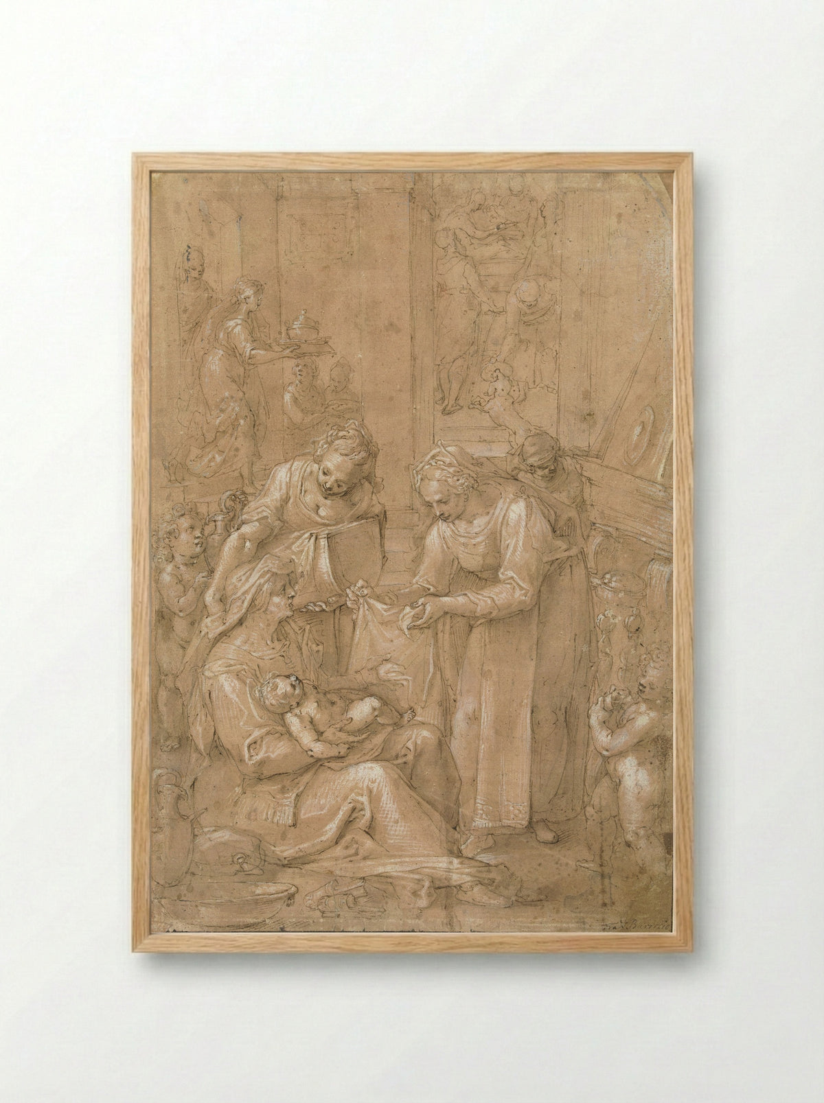 The Birth of the Virgin - Filippo Bellini - Framed Print Wood