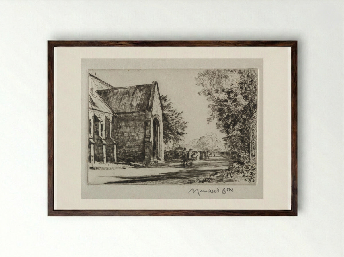 The Bishop's Barn, Wells - Muirhead Bone - Framed Print Dark Wood