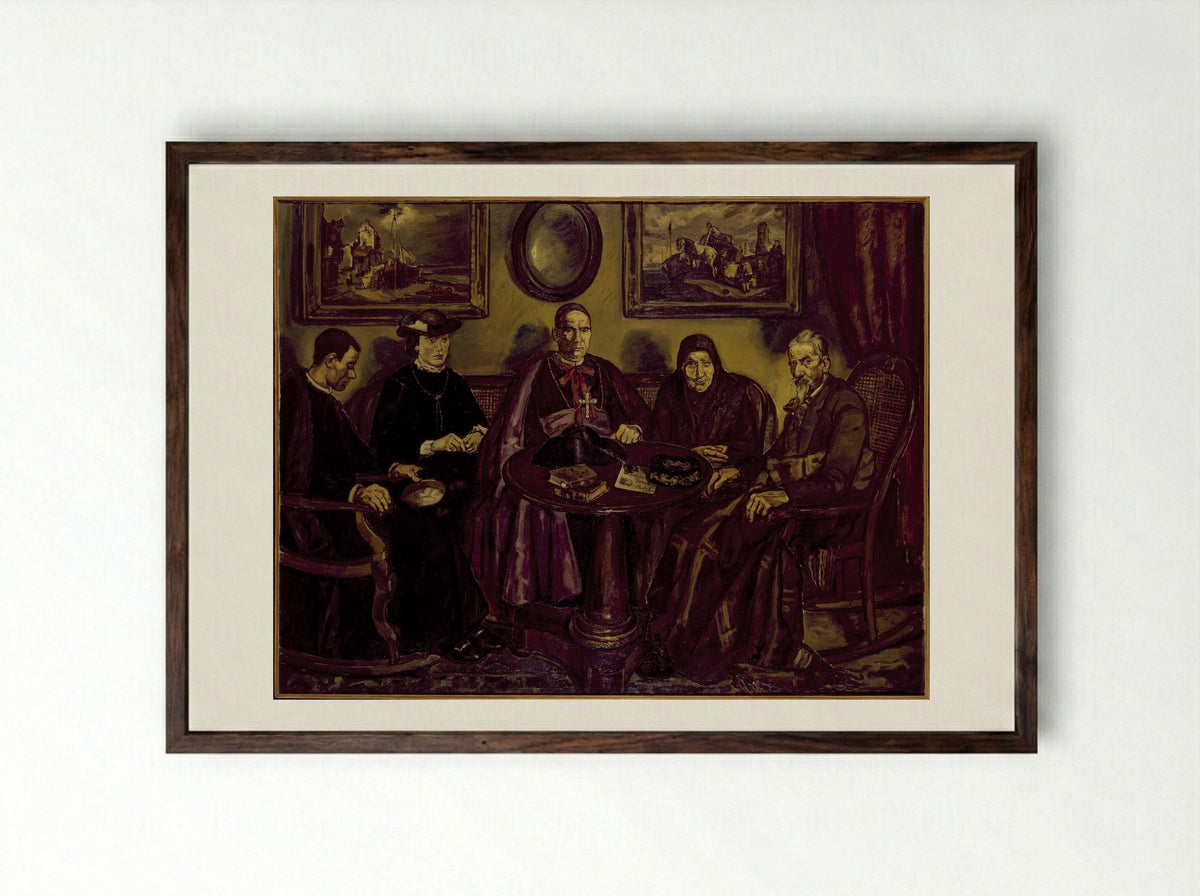 The Bishop's Visit - José Gutiérrez Solana - Framed Print Dark Wood