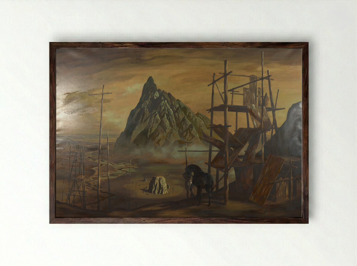 The Black Horse - John Atherton - Framed Print Dark Wood