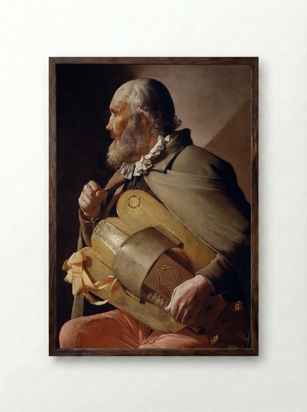 The Blind Hurdy-Gurdy Player - Georges de la Tour - Framed Print Dark Wood