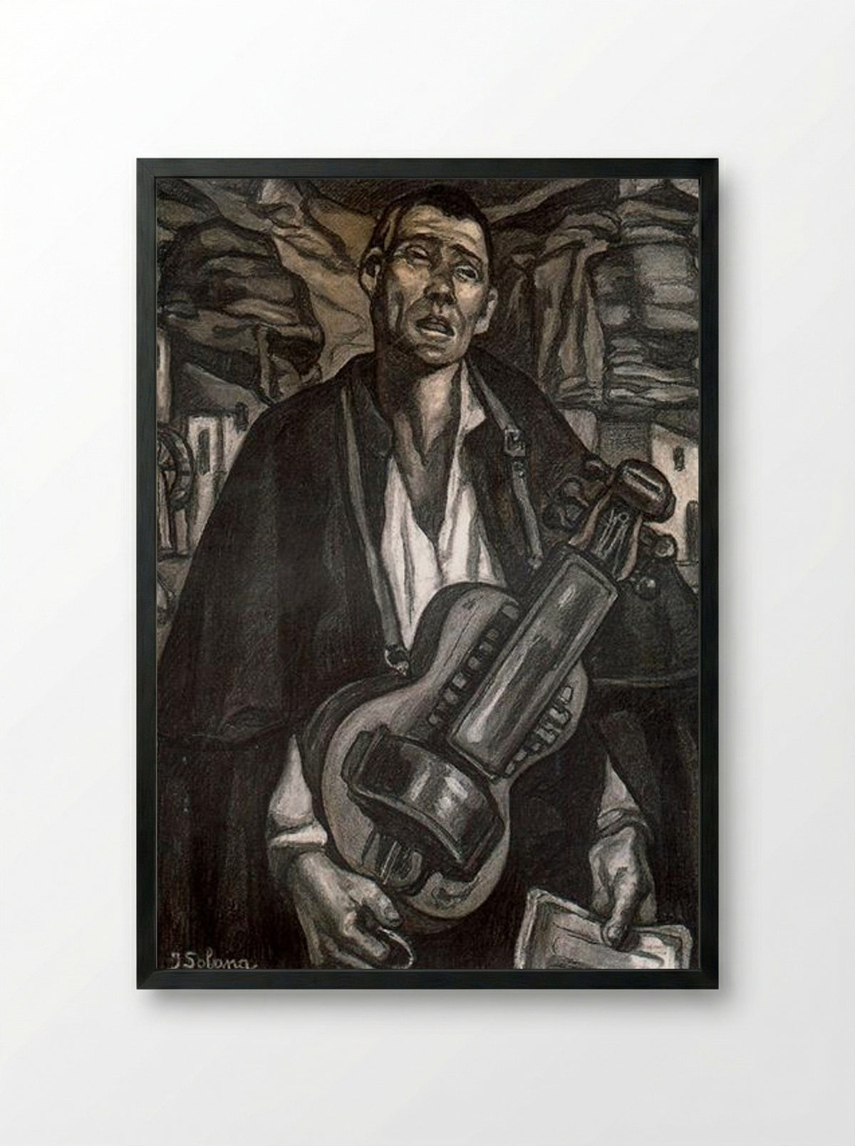 The Blind Musician - José Gutiérrez Solana - Framed Print Black