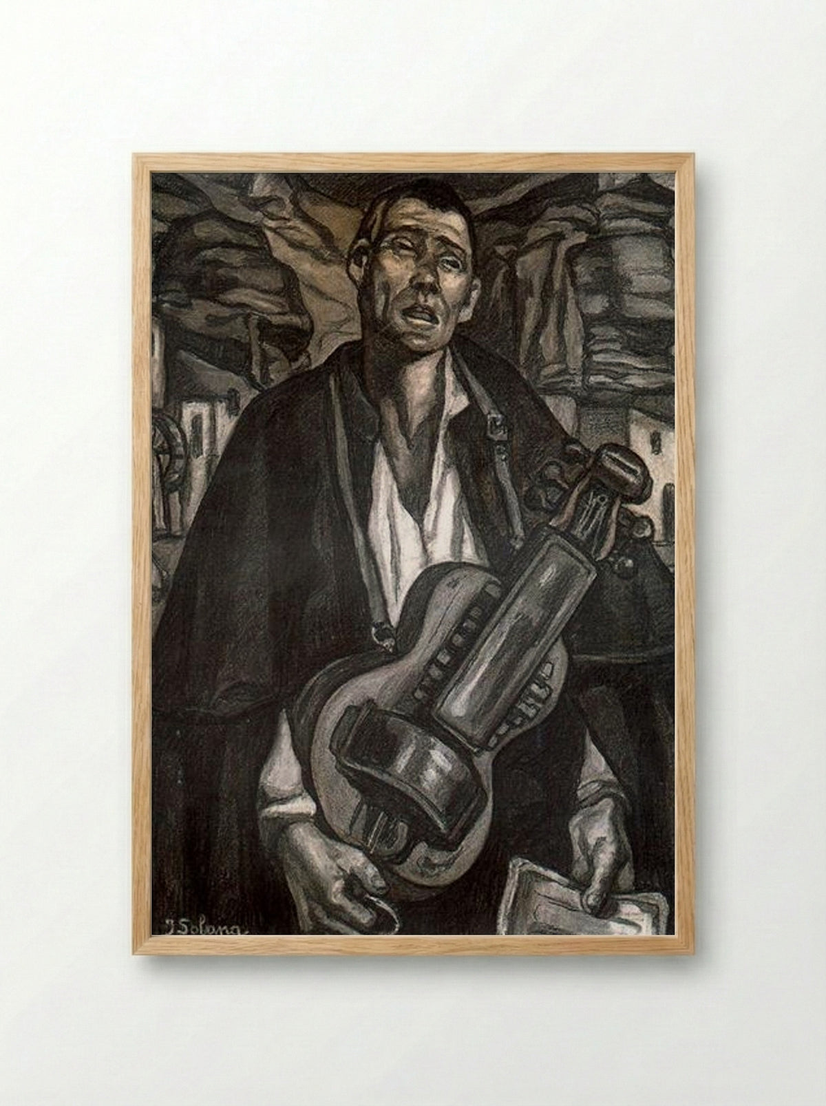 The Blind Musician - José Gutiérrez Solana - Framed Print Wood