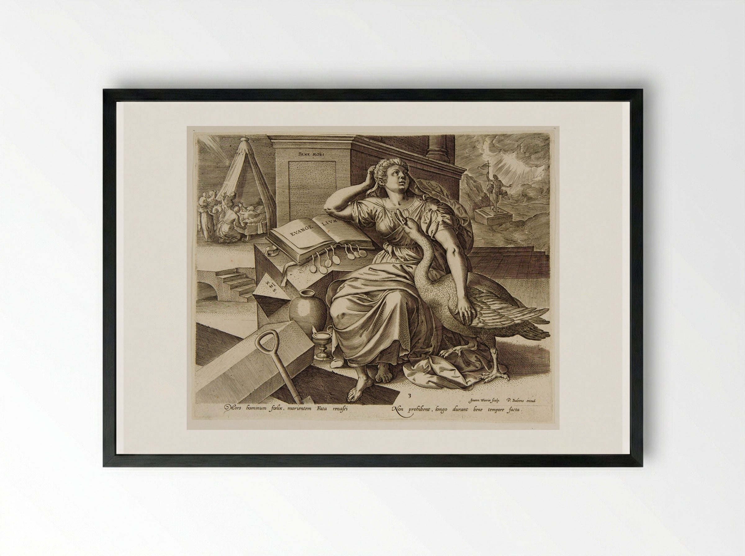 The Blissful Death - Johannes Wierix - Framed Print Black
