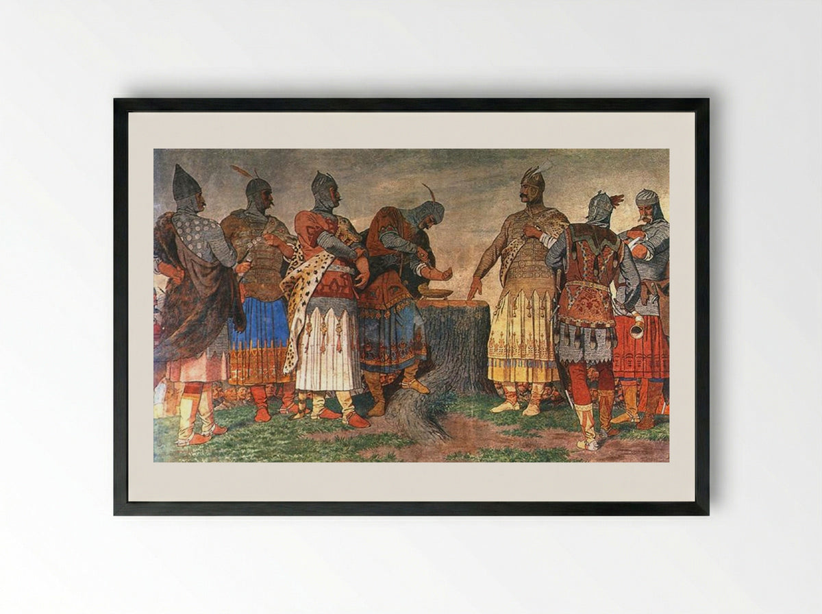 The Blood Oath - Bertalan Székely - Framed Print Black