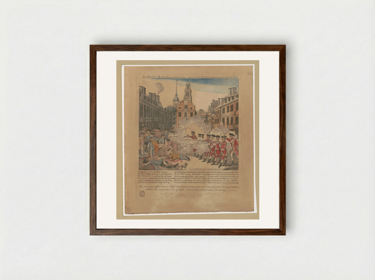 The Bloody Massacre (Re-engraving) - Sidney L. Smith - Framed Print Dark Wood