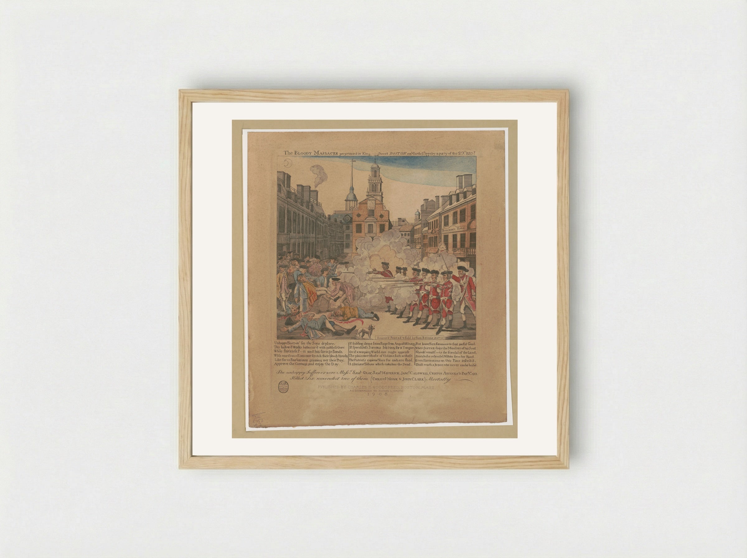 The Bloody Massacre (Re-engraving) - Sidney L. Smith - Framed Print Wood