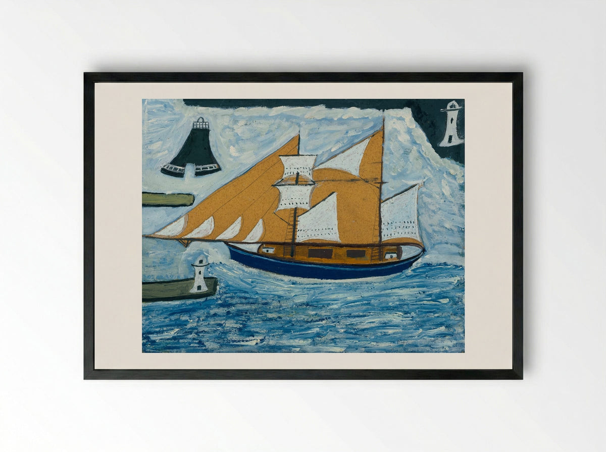 The Blue Ship - Alfred Wallis - Framed Print Black