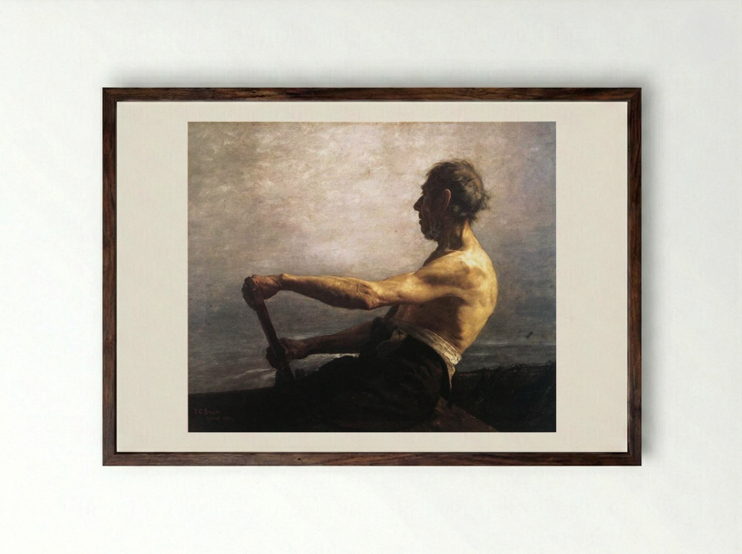 The Boatman - T. C. Steele - Framed Print Dark Wood