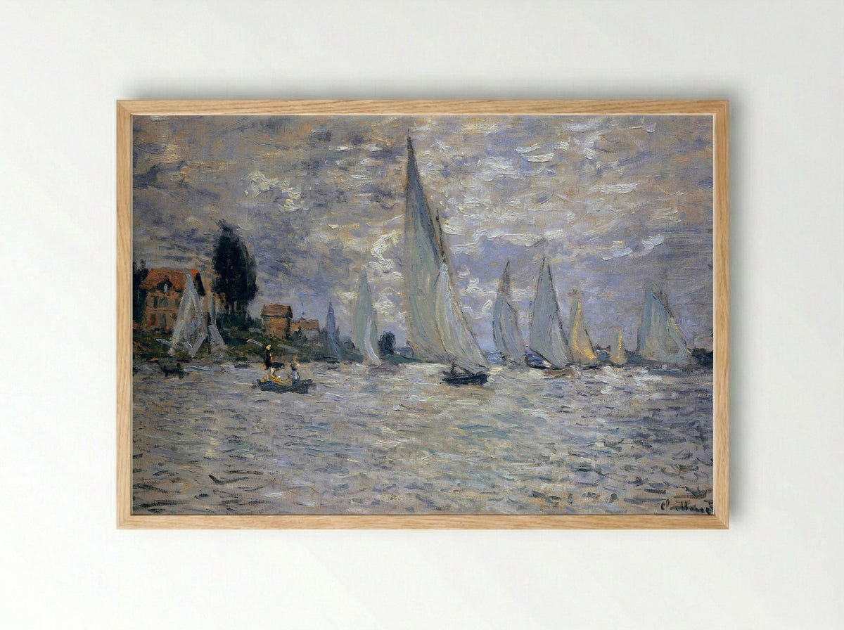 The Boats Regatta at Argenteuil - Claude Monet - Framed Print Wood