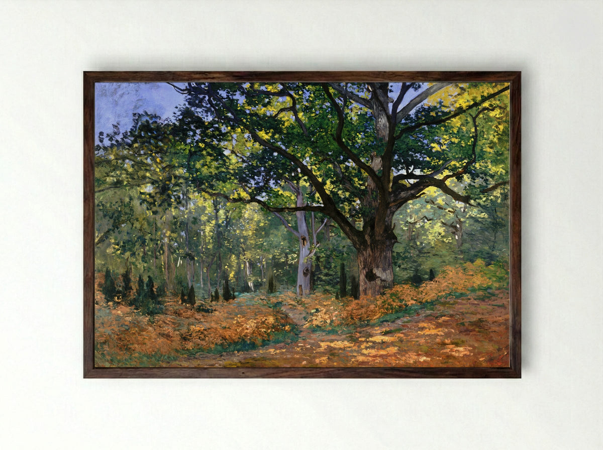 The Bodmer Oak, Fontainebleau - Claude Monet - Framed Print Dark Wood