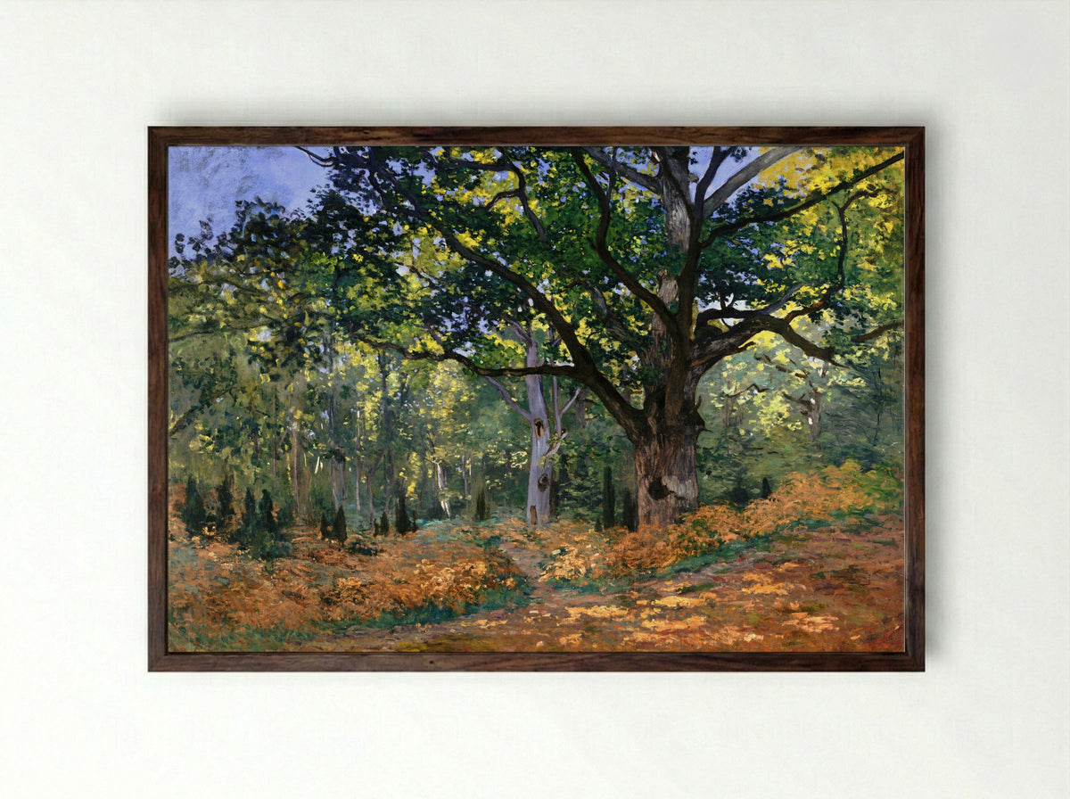 The Bodmer Oak, Fontainebleau - Claude Monet - Framed Print Dark Wood