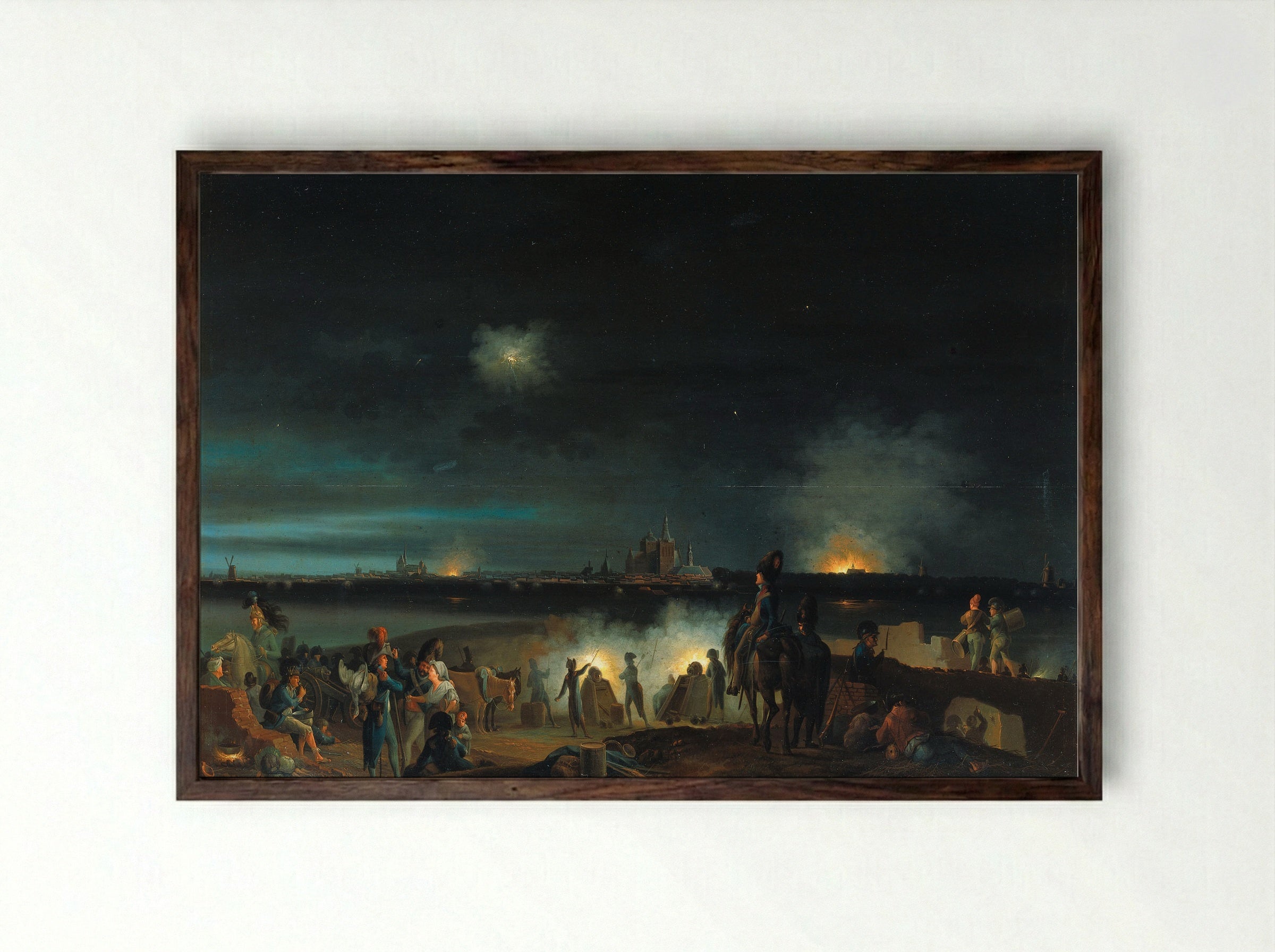 The Bombardment of Antwerp, 1814 - Josephus Augustus Knip - Framed Print Dark Wood