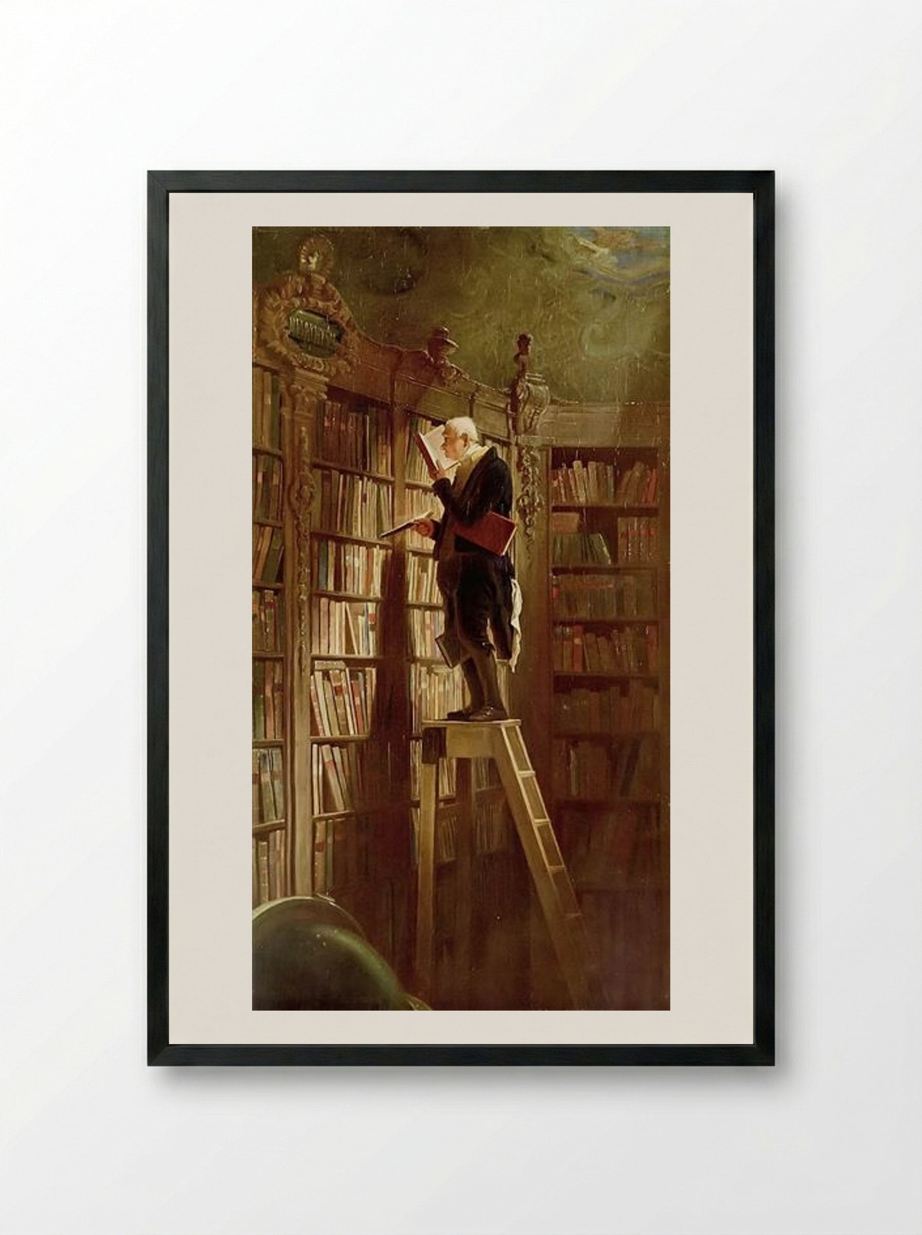 The Book Worm - Carl Spitzweg - Framed Print Black