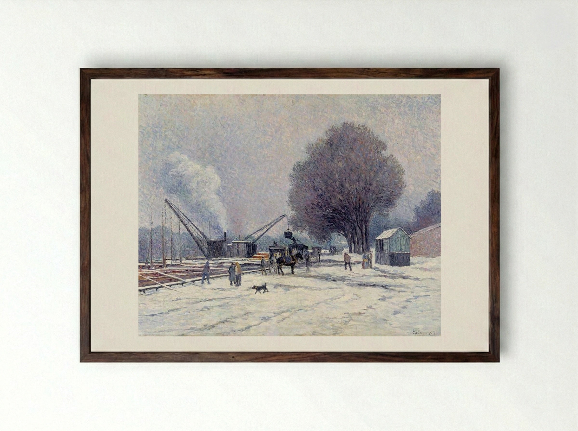 The Boulogne Embankment - Maximilien Luce - Framed Print Dark Wood