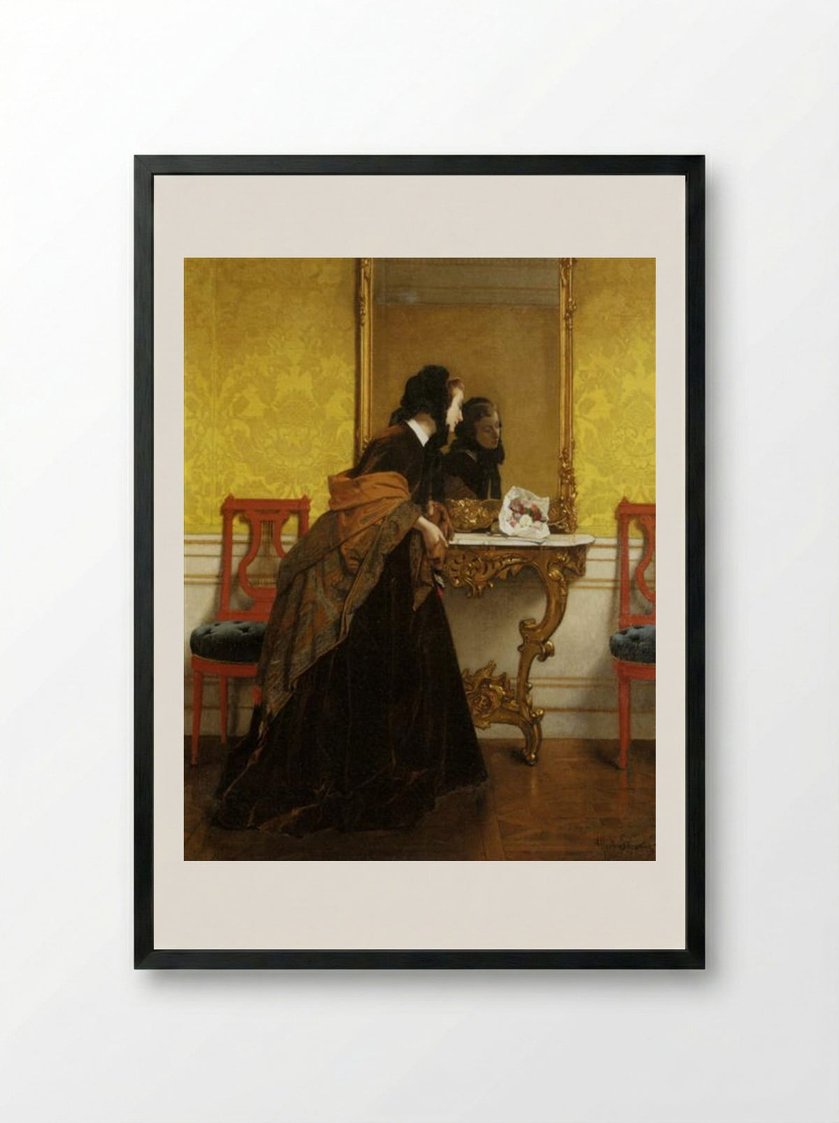 The Bouquet - Alfred Stevens - Framed Print Black