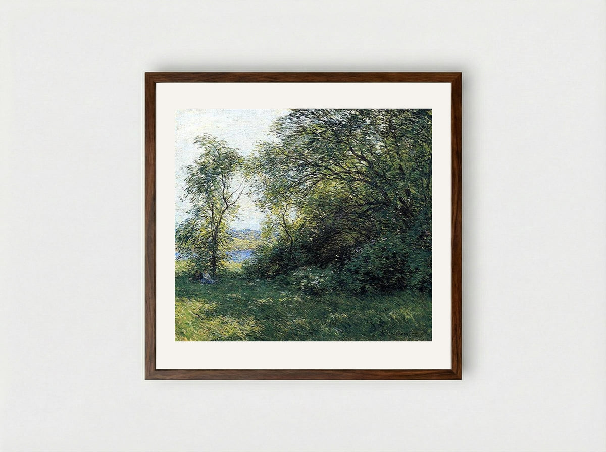 The Bower - Willard Metcalf - Framed Print Dark Wood