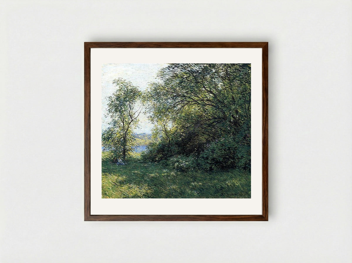 The Bower - Willard Metcalf - Framed Print Dark Wood