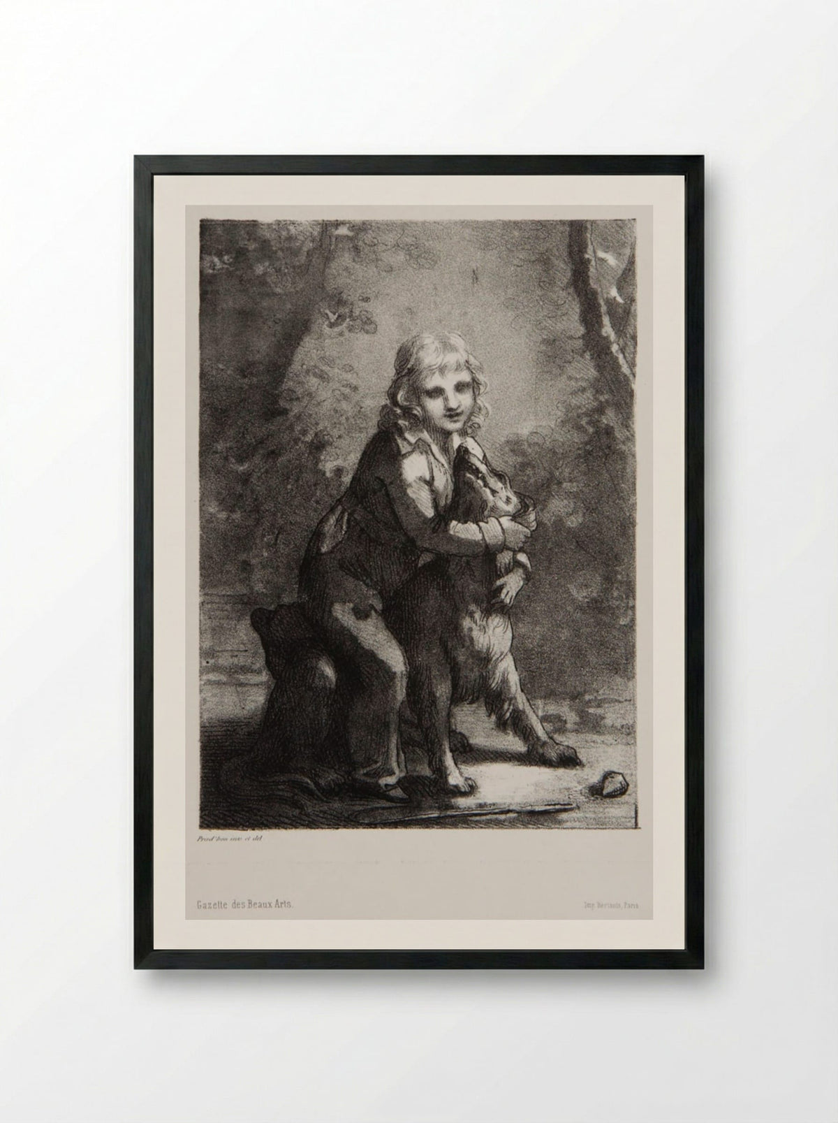 The Boy with the Dog - Pierre-Paul Prud'hon - Framed Print Black