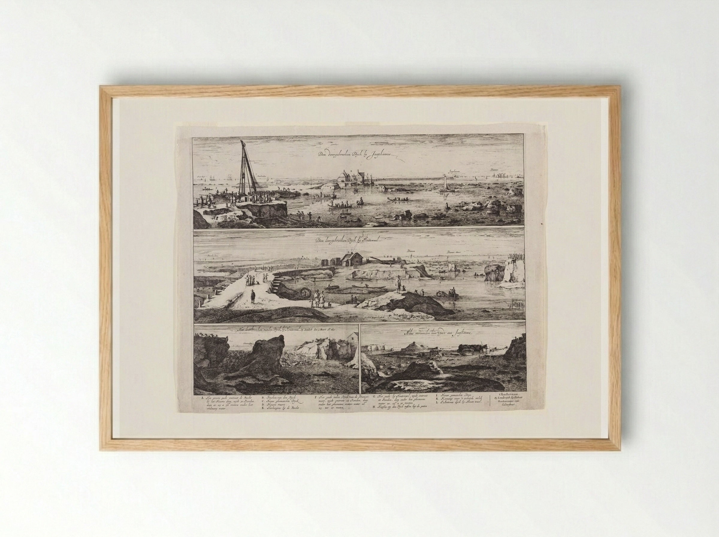 The Breached Dike at Jaap Hannes and Houtewaal - Roelant Roghman - Framed Print Wood