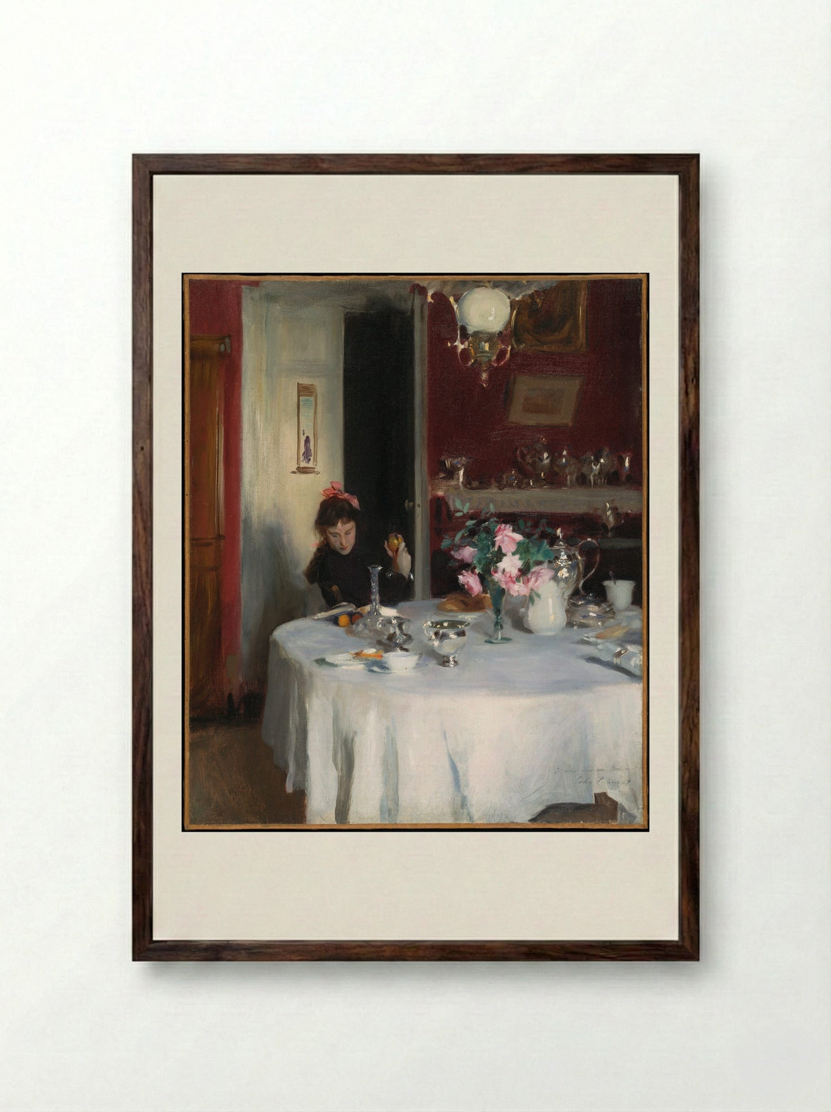 The Breakfast Table - John Singer Sargent - Framed Print Dark Wood